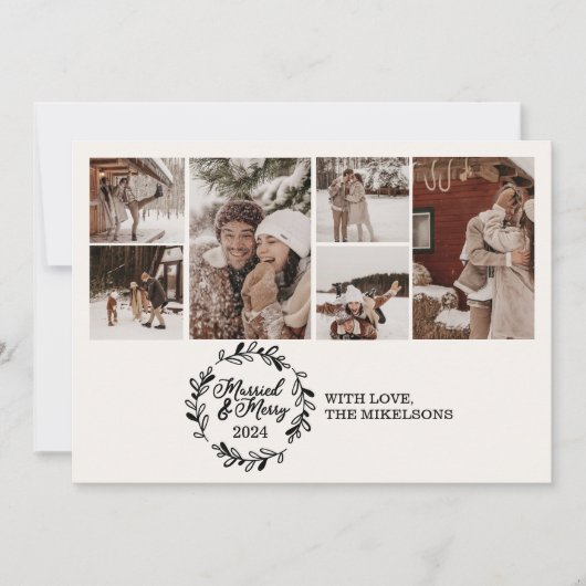 写真モダン結婚したとメリー シーズンカード (正面)