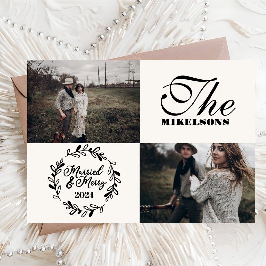 写真モダン結婚したとメリー シーズンカード