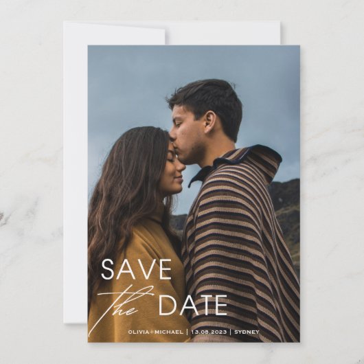 写真モダン結婚とミニマリスト日付を保存 招待状 (正面)