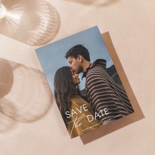 写真モダン結婚とミニマリスト日付を保存 招待状