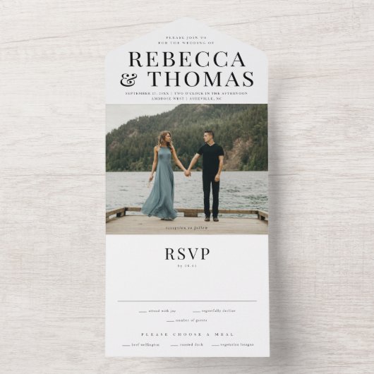 写真モダン結婚の オールインワン招待状 (内側)