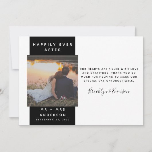 写真モダン結婚の サンキューカード (正面)