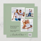 写真モダン結婚式の招待QRコード出欠グリーン (正面/裏面)