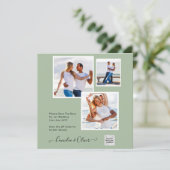 写真モダン結婚式の招待QRコード出欠グリーン (スタンド正面)