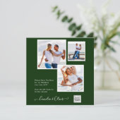 写真モダン結婚式の招待QRコード出欠グリーン (スタンド正面)