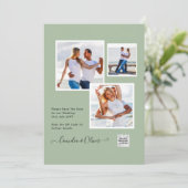 写真モダン結婚式の招待QRコード出欠グリーン 招待状 (スタンド正面)