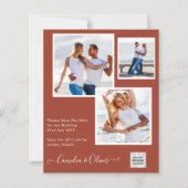 写真モダン結婚式の招待QRコードRSVPシナモン (正面)