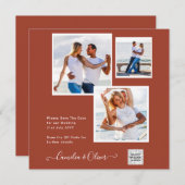 写真モダン結婚式の招待QRコードRSVPシナモン (正面/裏面)