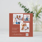 写真モダン結婚式の招待QRコードRSVPシナモン (スタンド正面)