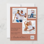 写真モダン結婚式の招待QRコードRSVPシナモン (正面)