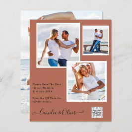 写真モダン結婚式の招待QRコードRSVPシナモン