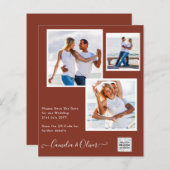 写真モダン結婚式の招待QRコードRSVPシナモン (正面/裏面)