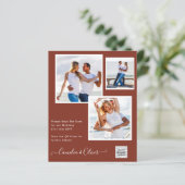 写真モダン結婚式の招待QRコードRSVPシナモン (スタンド正面)