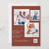 写真モダン結婚式の招待QRコードRSVPシナモン 招待状 (正面)