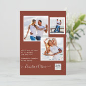 写真モダン結婚式の招待QRコードRSVPシナモン 招待状 (スタンド正面)