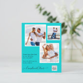 写真モダン結婚式の招待QRコードRSVPティール（緑がかった色） (スタンド正面)