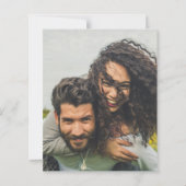 写真モダン結婚式の招待QRコードRSVPティール(緑がかった色) (裏面)