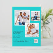 写真モダン結婚式の招待QRコードRSVPティール（緑がかった色） 招待状 (スタンド正面)