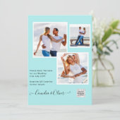 写真モダン結婚式の招待QRコードRSVPティール（緑がかった色） 招待状 (スタンド正面)