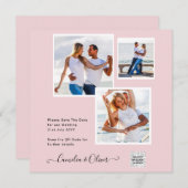 写真モダン結婚式の招待QRコードRSVP BlushPINK (正面/裏面)