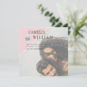 写真モダン結婚式の招待QRコードRSVP BlushPINK (スタンド正面)