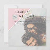 写真モダン結婚式の招待QRコードRSVP BlushPINK (正面)