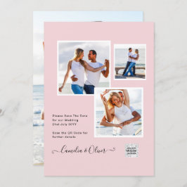 写真モダン結婚式の招待QRコードRSVP BlushPINK 招待状