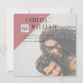 写真モダン結婚式の招待QRコードRSVP DustyROSE (正面)