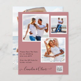 写真モダン結婚式の招待QRコードRSVP DustyROSE