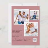 写真モダン結婚式の招待QRコードRSVP DustyROSE 招待状 (正面)