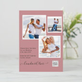 写真モダン結婚式の招待QRコードRSVP DustyROSE 招待状 (スタンド正面)