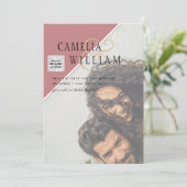 写真モダン結婚式の招待QRコードRSVP DustyROSE 招待状 (スタンド正面)