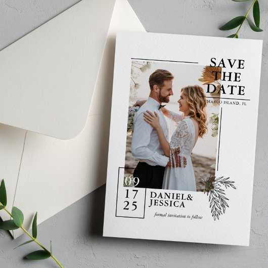 写真モダン結婚式の日付の保存 セーブザデート