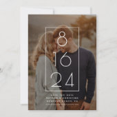 写真モダン結婚式の日付の発表を保存 招待状 (正面)