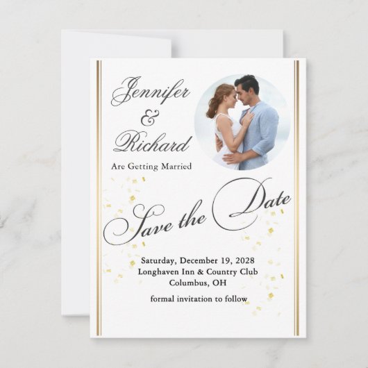 写真モダン結婚式の日付カードの保存 セーブザデート (正面)