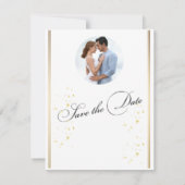 写真モダン結婚式の日付カードの保存 セーブザデート (裏面)