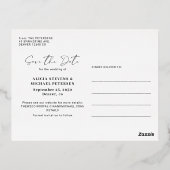 写真モダン結婚式の日付ホイルはがき保存 箔シーズンポストカード (裏面)