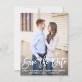 写真モダン結婚式の日付磁石を保存 マグネット招待状 (正面)