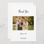 写真モダン結婚式は日付カードを保存 サンキューカード (正面/裏面)