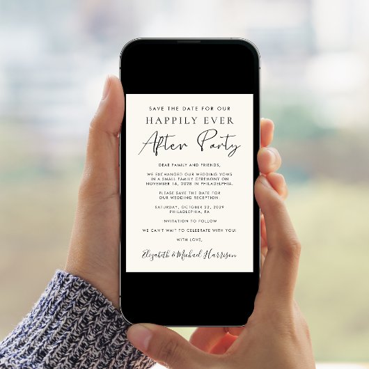 写真モダン結婚式レセプションクリーム日付を保存 案内状