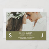 写真モダン結婚式招待状とイニシャル 招待状 (正面)