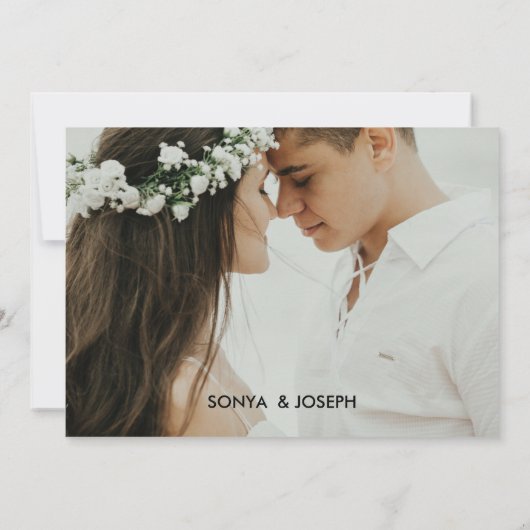 写真モダン結婚式招待状とイニシャル 招待状 (裏面)