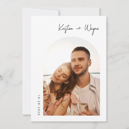 写真モダン結婚式招待状付きミニマル 招待状 (裏面)
