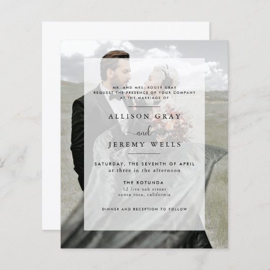 写真モダン結婚式招待状 (正面/裏面)