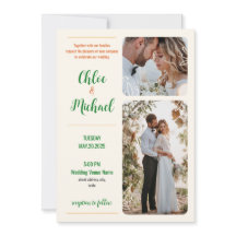 写真モダン結婚式招待状（QRコード付き）