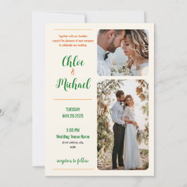 写真モダン結婚式招待状(QRコード付き) 招待状