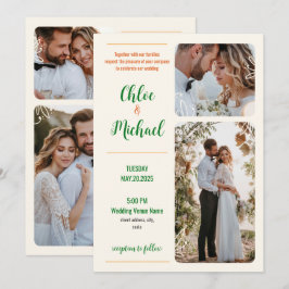 写真モダン結婚式招待状（QRコード付き） 招待状