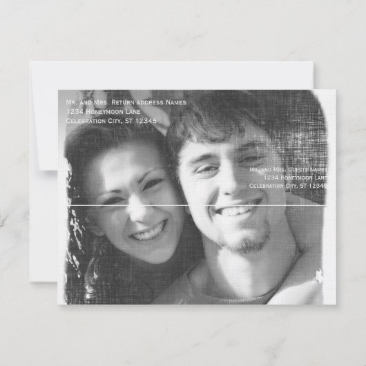 写真モダン結婚式日付の保存 セーブザデート (裏面)