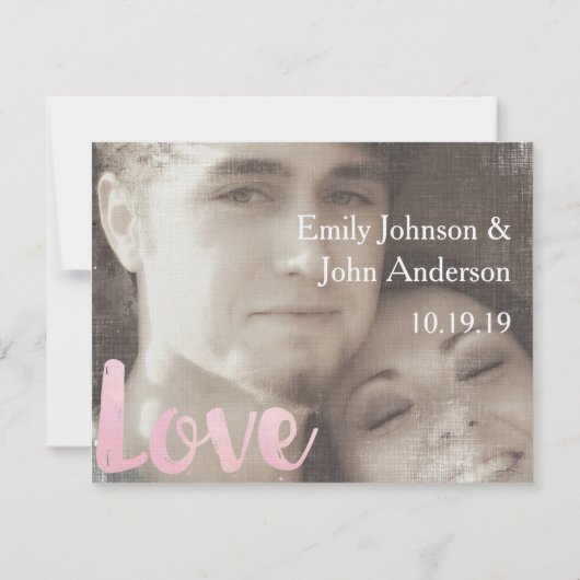 写真モダン結婚式日付の保存 セーブザデート (裏面)