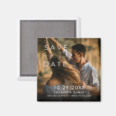 写真モダン結婚式日付の保存 マグネット (正面/裏面)